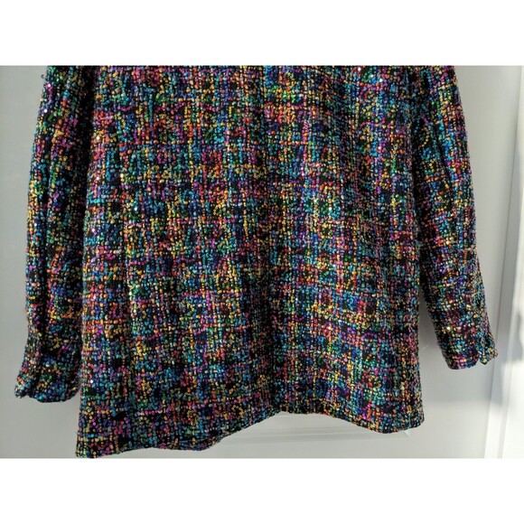 Blank NYC Women Size Small S Multicolor Rainbow Sequin Tweed Blazer Jacket - Picture 15 of 16